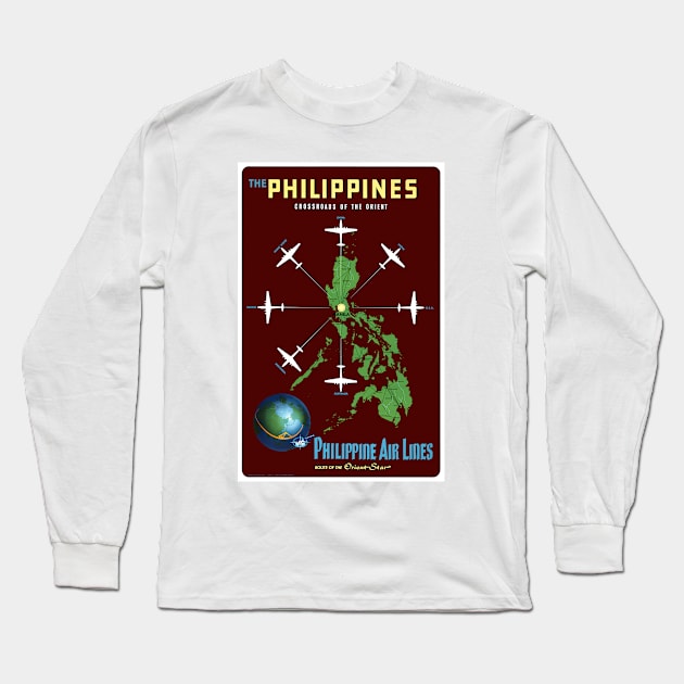 Vintage Travel Poster Philippines Long Sleeve T-Shirt by vintagetreasure